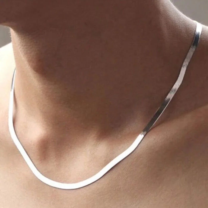 925 Sterling silver 18K Gold Flat chain Necklace