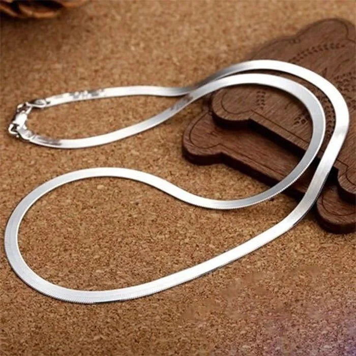 925 Sterling silver 18K Gold Flat chain Necklace